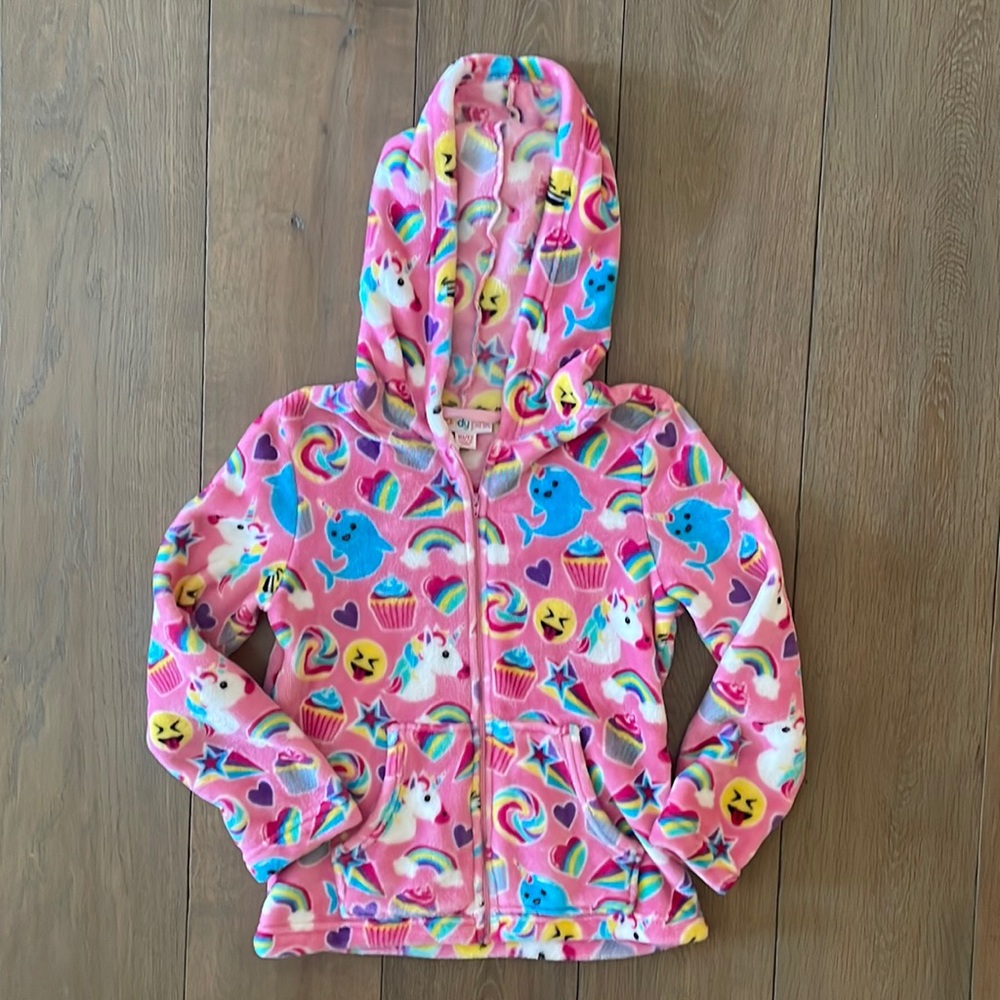 Super Soft, Cozy Candy Pink Zip Up Hoodie- size 10/12